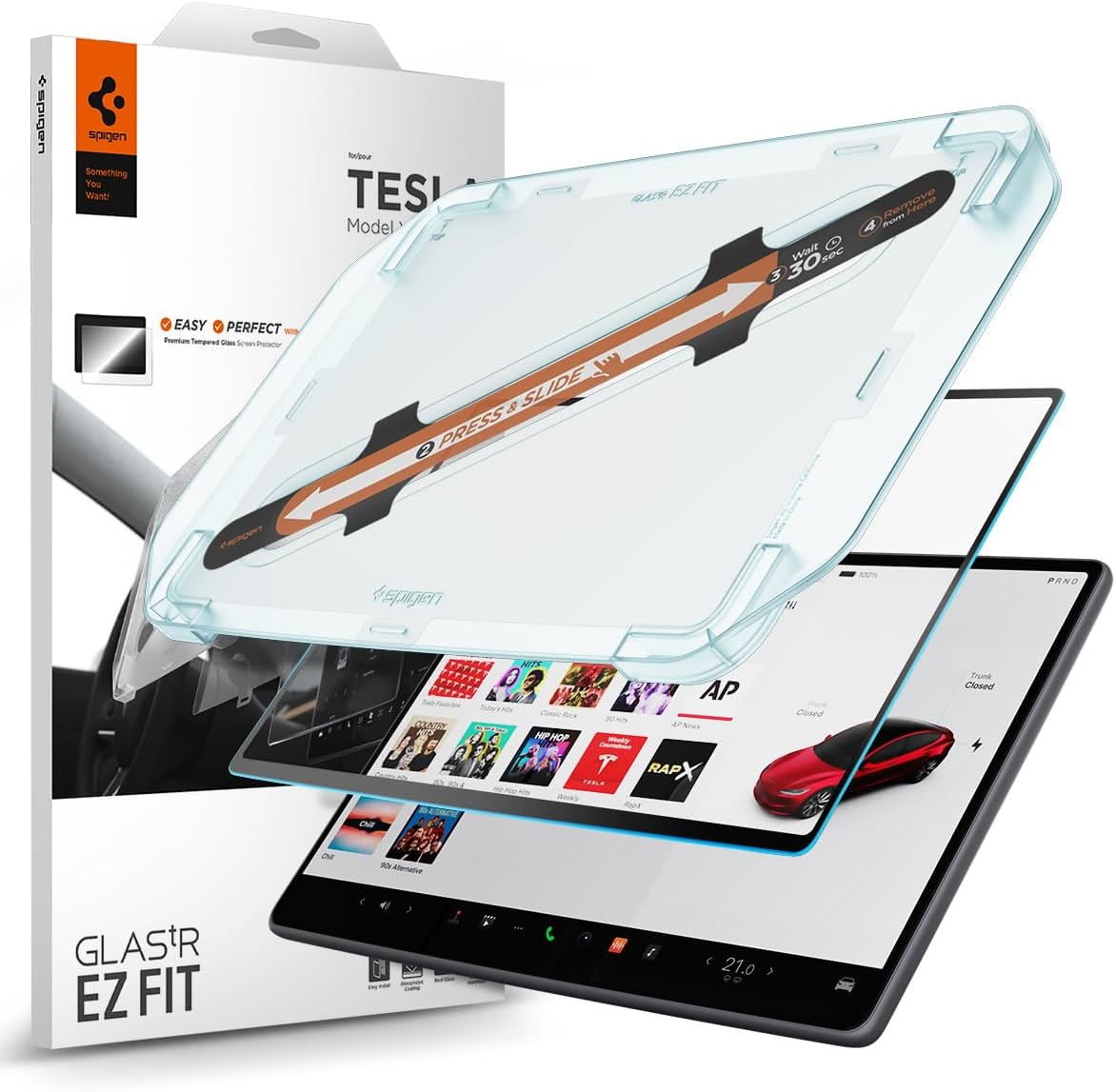 Spigen Tempered Glass Screen Protector for Tesla Model 3 and Y