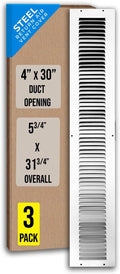4x30 Return Air Grille 3 Pack - Steel Vent Cover for Sidewall