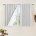 100% Blackout Short Linen Curtains 42 x 40 in Pair - Light Grey