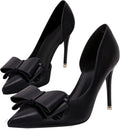 Womens Bow Heels Closed Pointed Toe Dress Shoes Stiletto Slip on these