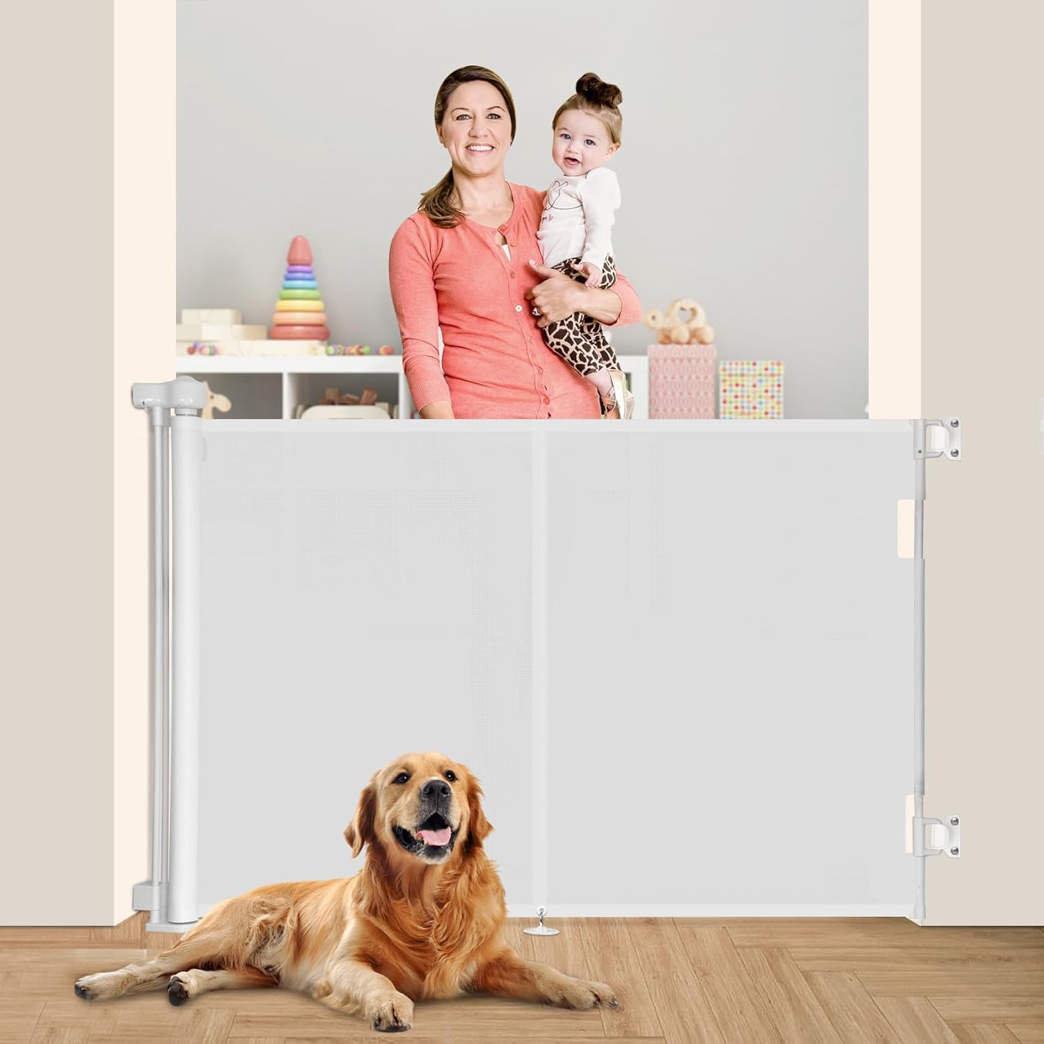 59 inch Retractable Baby Gates for Safe Indoor and Outdoor Use