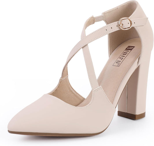 IDIFU Women's Chunky High Heels Pumps for Formal Events