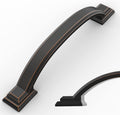 Amerdeco 10 Pack Oil Rubbed Bronze Cabinet Pulls 4 in Hole Centers