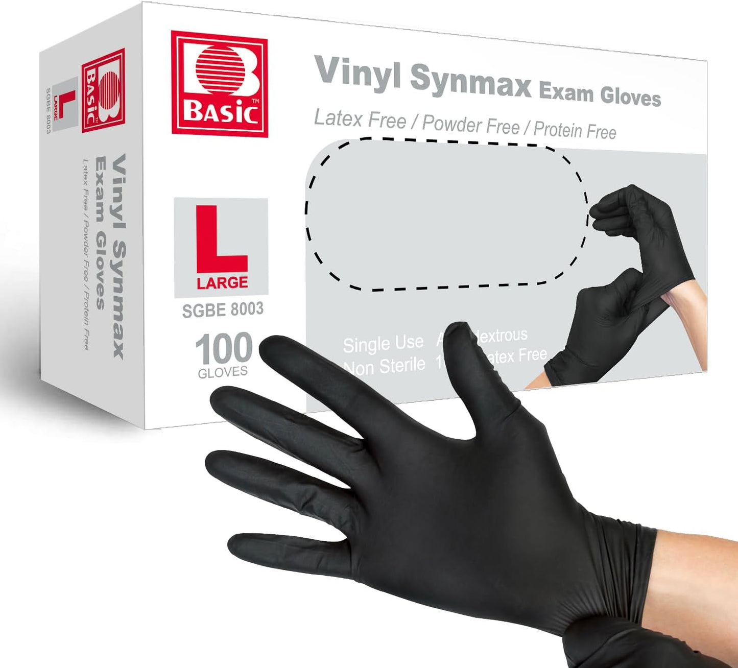Black Synmax Vinyl Exam Gloves - Box of 100