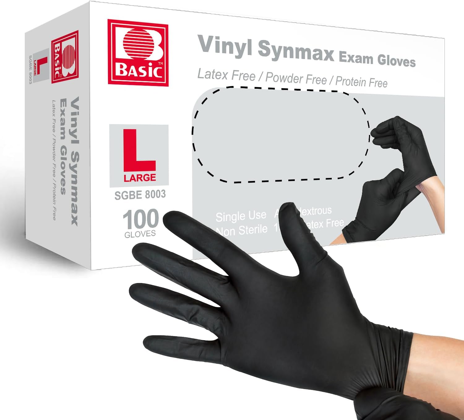 Black Synmax Vinyl Exam Gloves - Box of 100
