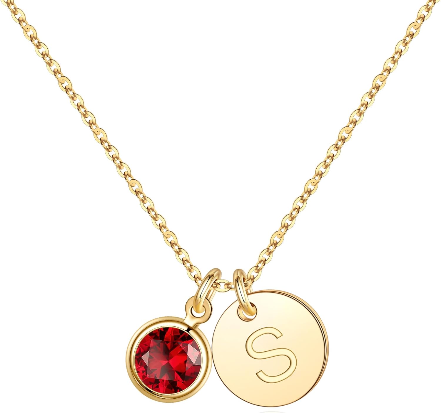 Personalized Birthstone Initial Necklace for Women and Girls