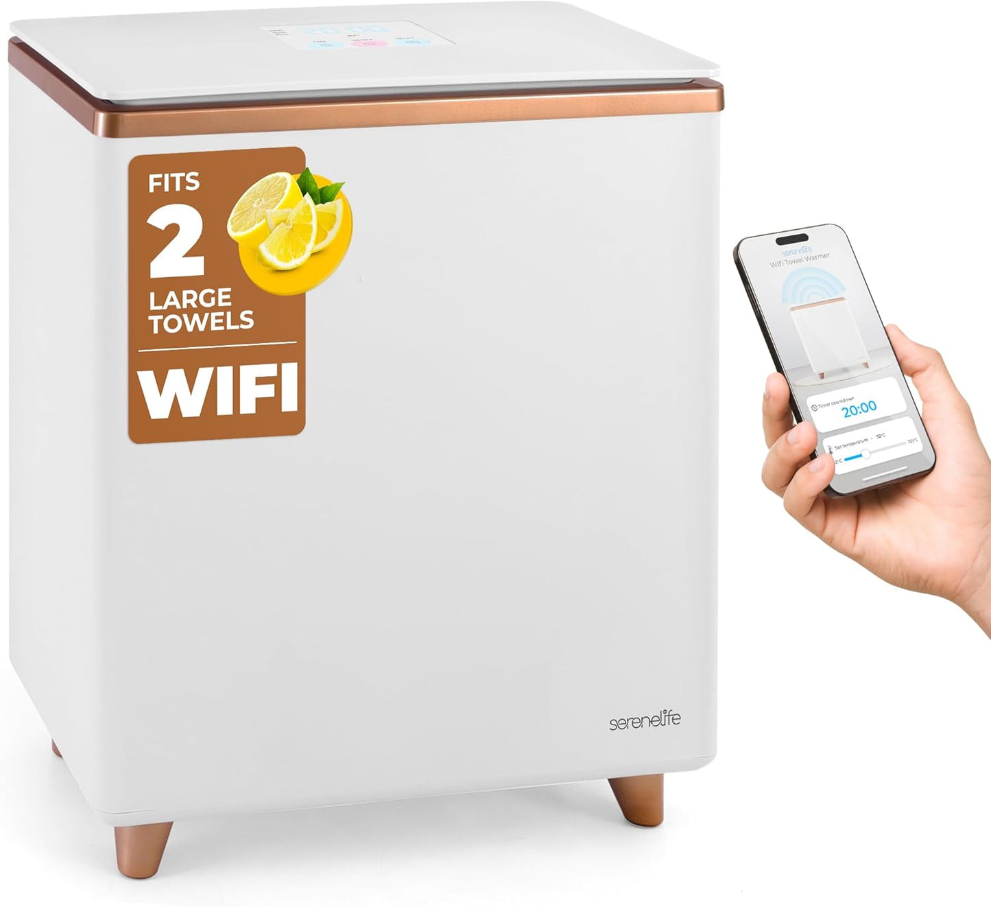 SereneLife WIFI Luxury Rectangle Towel Warmer for Spa Comfort