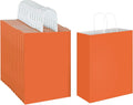 10x5x13 Orange Kraft Paper Bags with Handles 100 Pack - Durable Gift