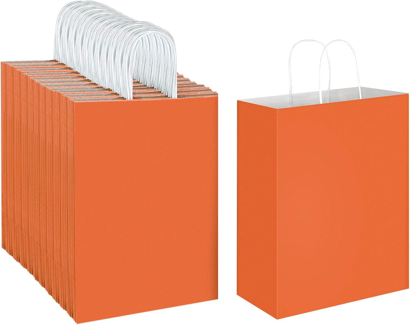 100 Pack 10x5x13 Orange Kraft Paper Bags for Parties & Retail