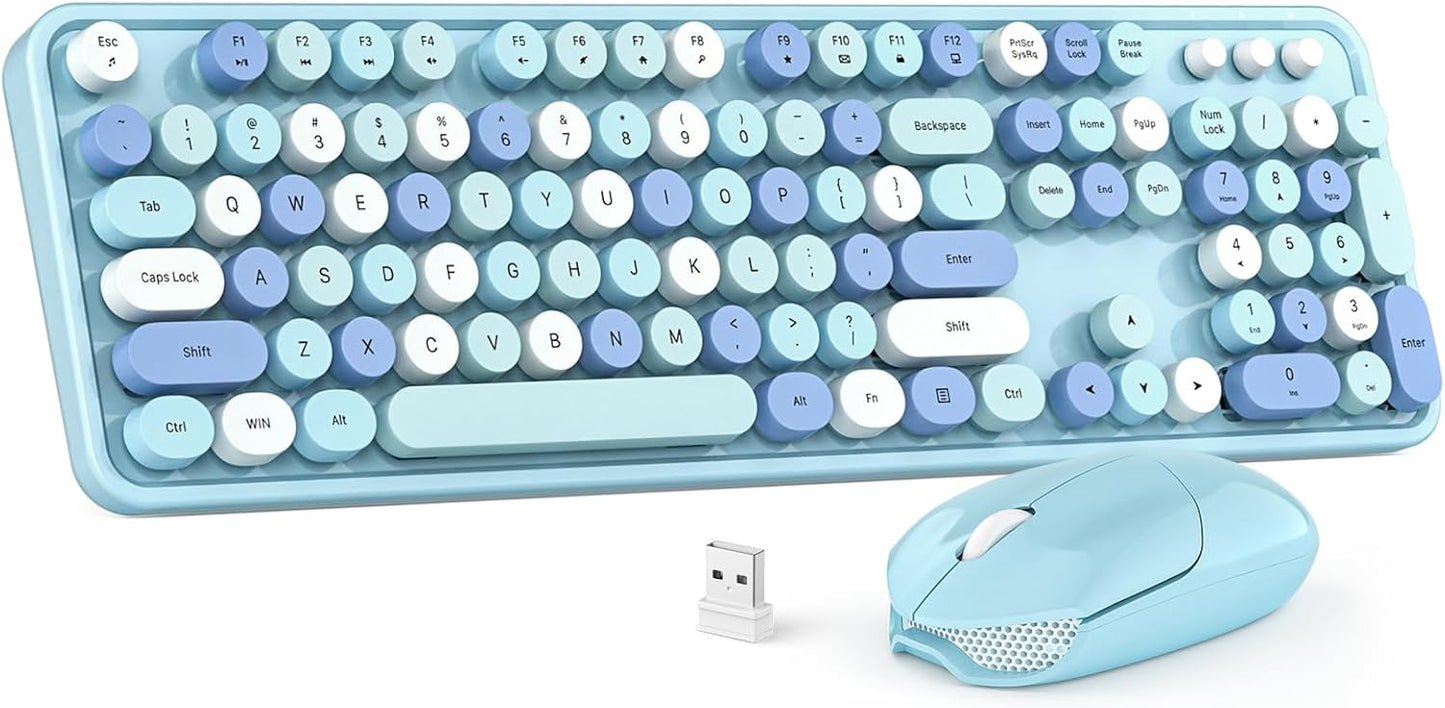MOWUX Colorful Wireless Keyboard & Mouse Set - Effortless Typing