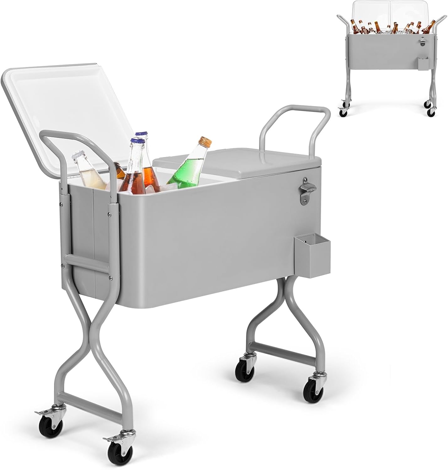 Outvita 80 Quart Rolling Ice Chest for BBQ and Beach Activities