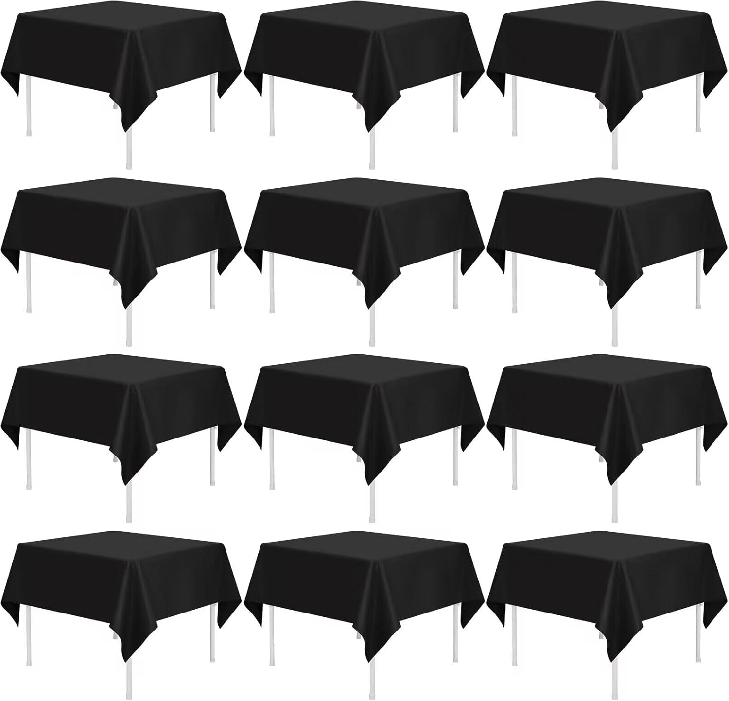 12 Pack Black Square Tablecloths for Elegant Dining Events