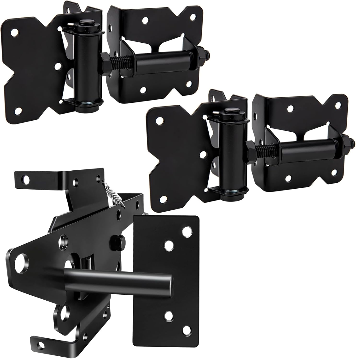 Self Locking Gate Latch and Hinges Set for Heavy Duty Use