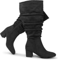 Women's Extra Wide Calf Dress Boots Slouchy Suede Boots (Style 4SLG)