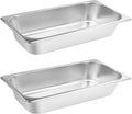 VOISEN 2 Pack Hotel Pans 1/1 Size 4in Deep - Durable Stainless Steam