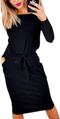 PRETTYGARDEN Women's Fall Bodycon Dress with Tie Waist Style