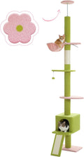 Pink Floor to Ceiling Cat Tree 83-108 in - 5-Level Adjustable Tower