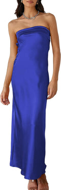 Satin Silk Backless Tube Tops Maxi Dress - Elegant Strapless Dress