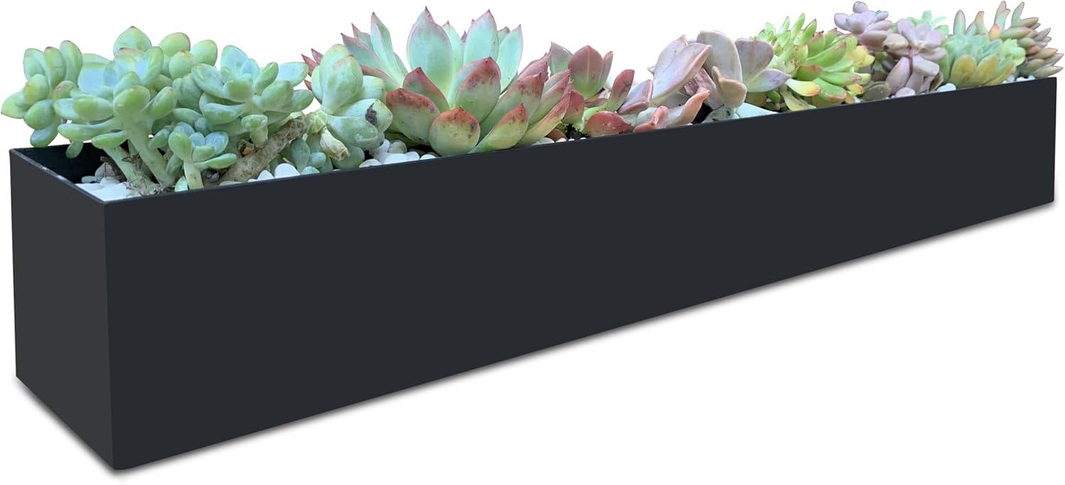 Modern Metal Trough Planter Box for Indoor and Outdoor Use