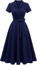 Women's Vintage Tea Dress Short Sleeve - Audrey Hepburn Swing