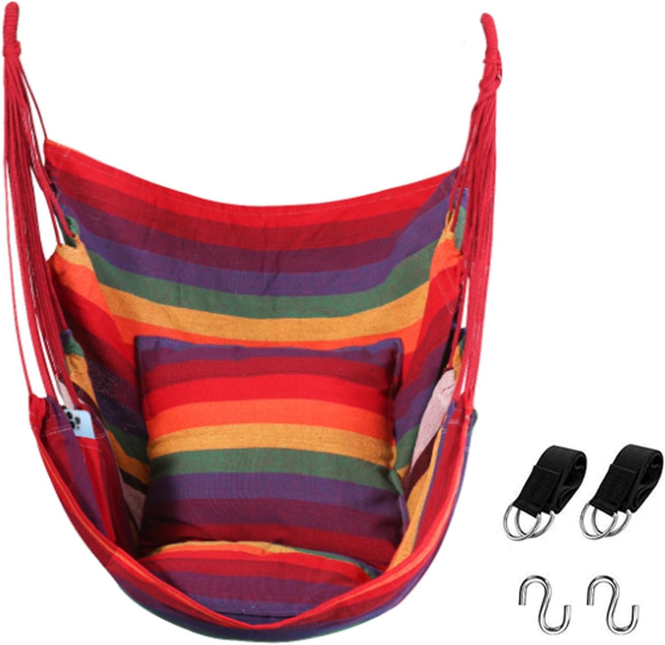 Rainbow Hammock Chair for 330 Lbs, Indoor/Outdoor Swing