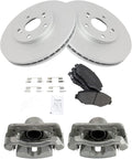 TRQ Front Brake Pad & Rotor Kit with Calipers - Premium G-Coated