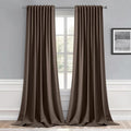 MIULEE Chocolate Brown Back Tab Blackout Curtains 120in - Room