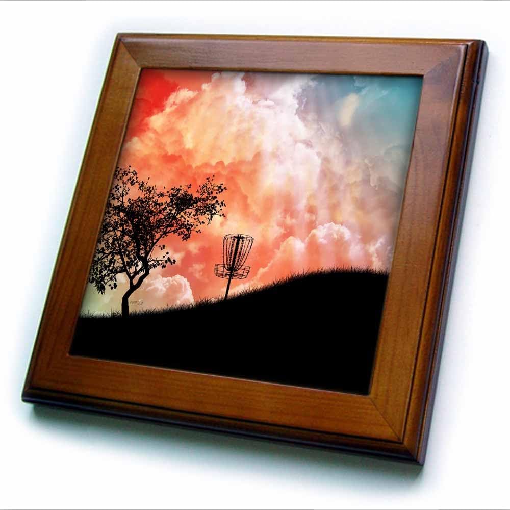 3dRose Disc Golf Basket Silhouette Tile Art