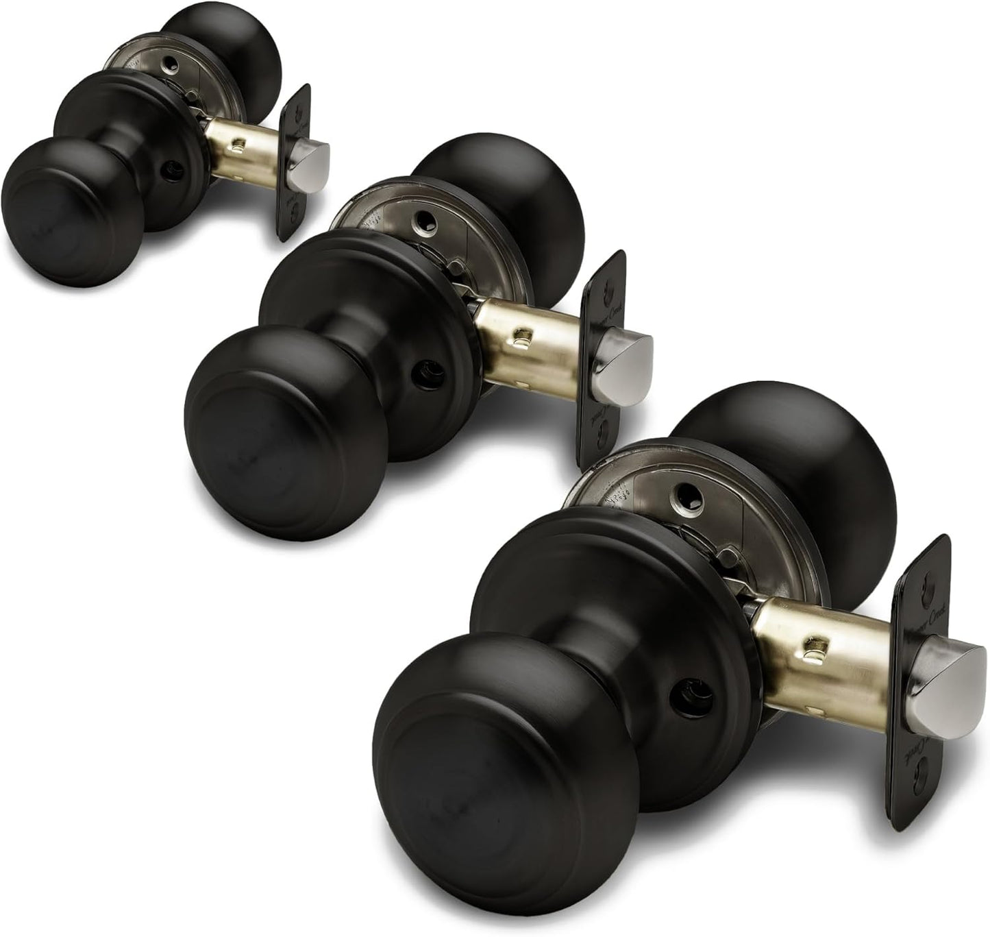 Copper Creek Colonial Passage Interior Door Knob Set in Matte Black