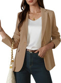Womens One Button Blazer - Casual Long Sleeve Office Jacket