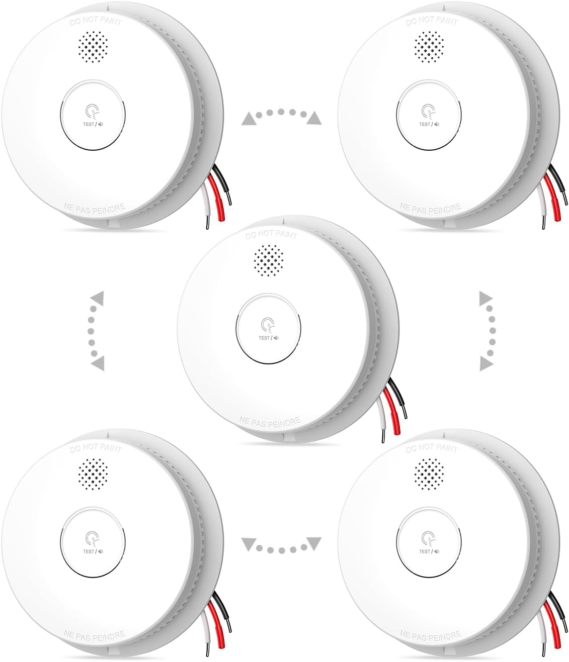 Ecoey Hardwired Smoke Detector with 10 Year Alarm Life and Backup