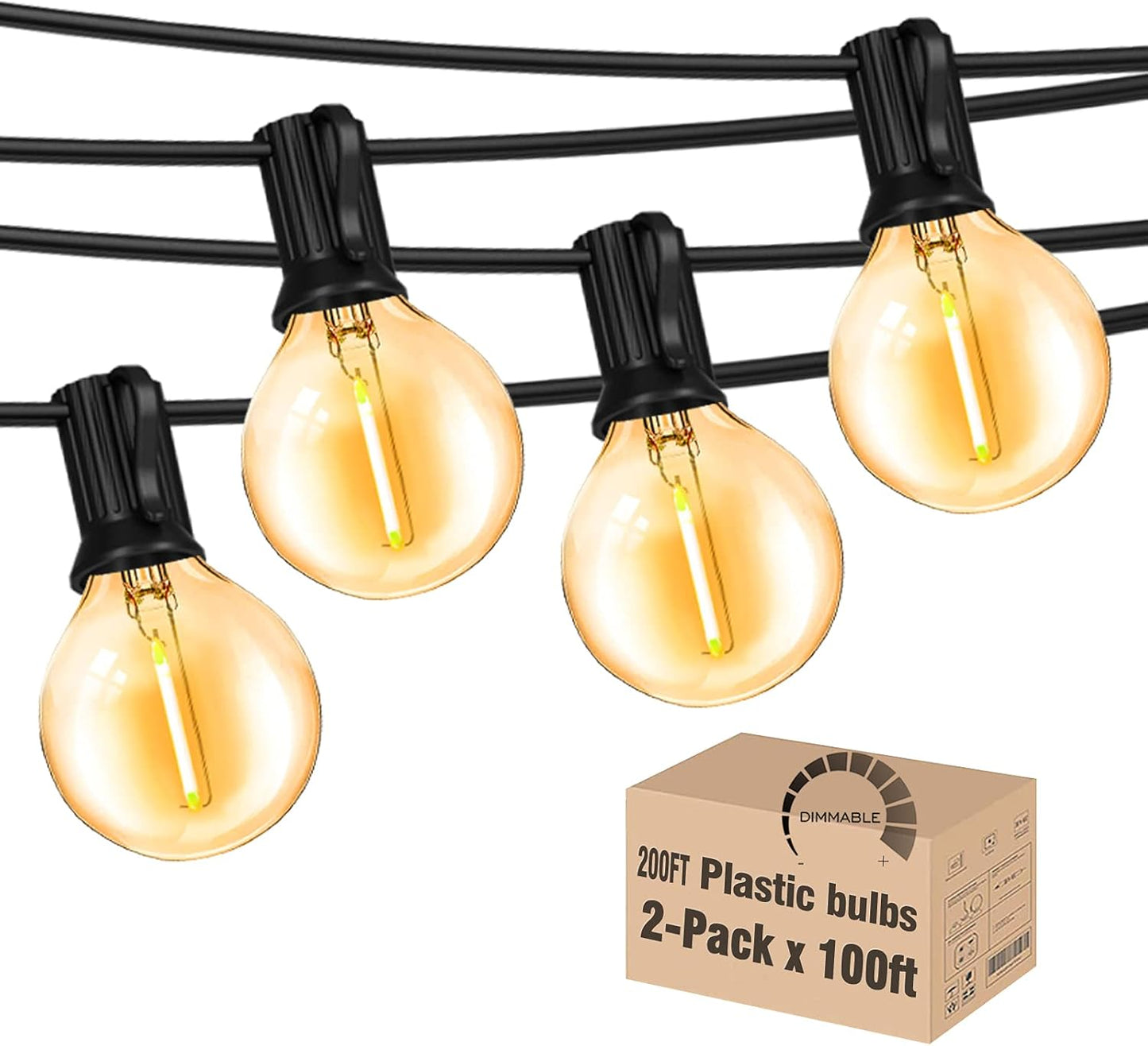 Outdoor String Lights 200FT Waterproof Globe G40 LED Bulbs