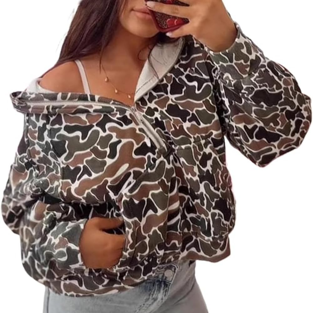 Cute Camo Zip Up Hoodie - Y2K Trendy Style!