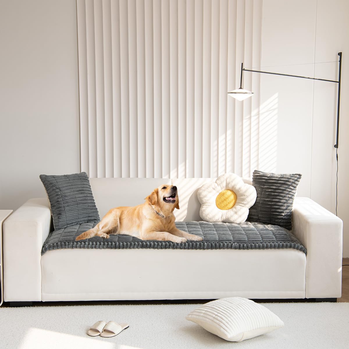 Non Slip Fuzzy Pet Couch Covers for Sofa - Durable Protection