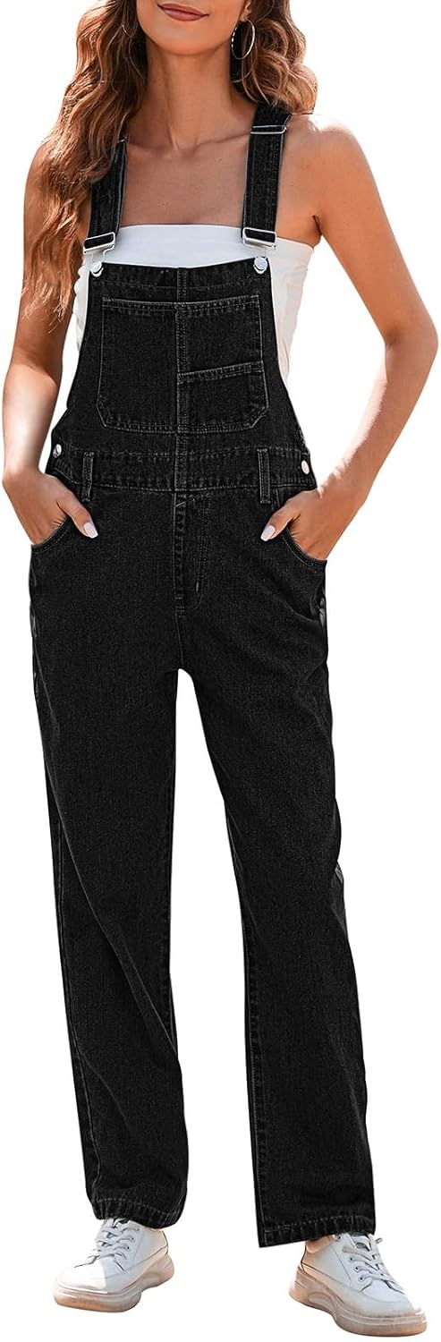 Pink Queen Women's Denim Bib Overalls for Casual Style Lovers