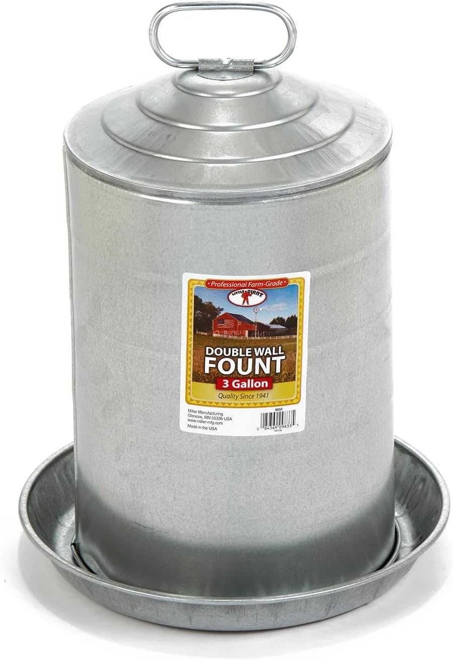 Little Giant 3 Gallon Metal Poultry Waterer | Heavy Duty USA-Made