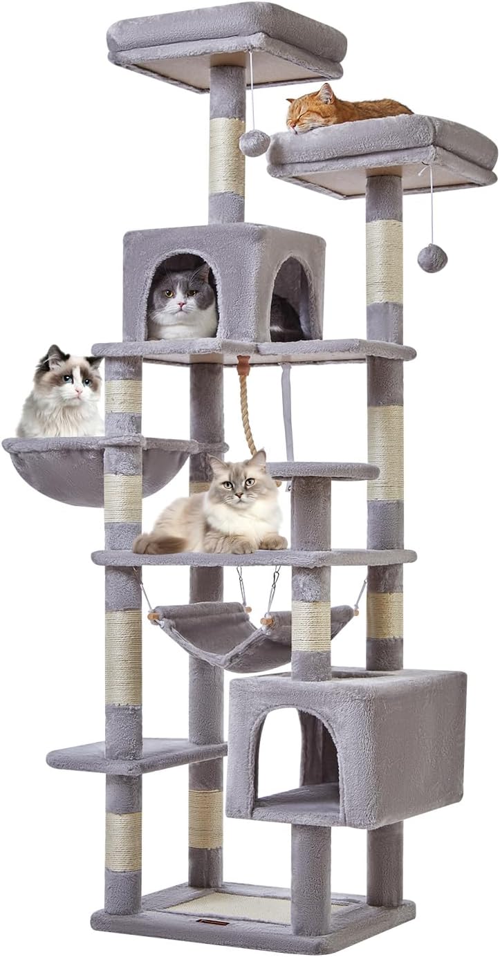71-Inch Cat Tree with Multi-Level Cat Condo for Indoor Cats