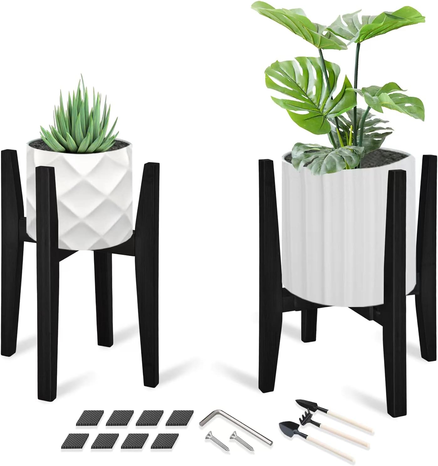 Adjustable Bamboo Plant Stand for Indoor Use - 2 Pack