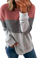Ceboyel Womens Crew Neck Sweatshirt Striped Color Block Pullover