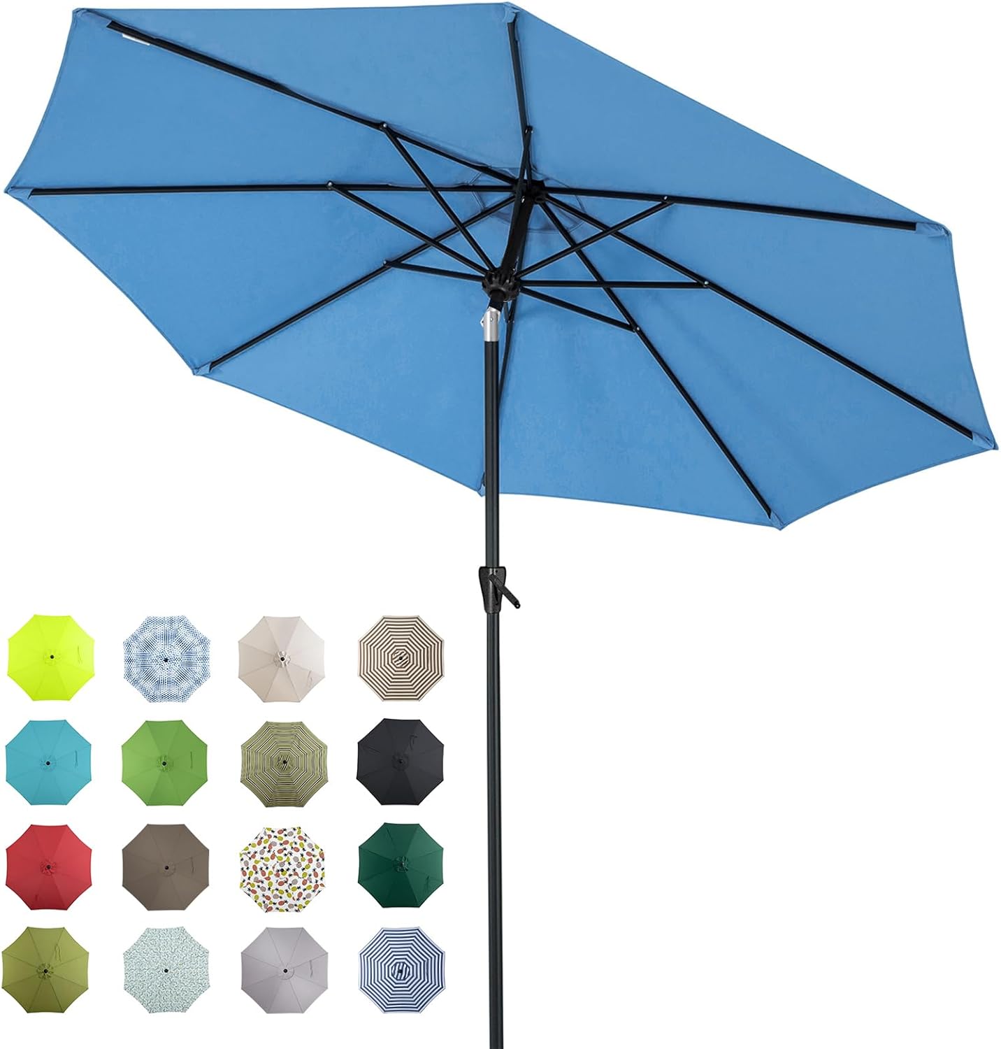 Tempera Patio Market Outdoor Table Umbrella with Auto Tilt