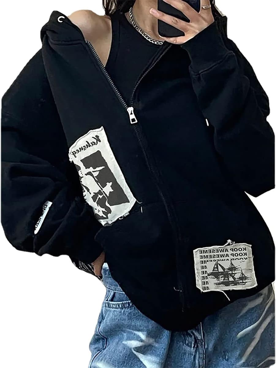 INFENU Gothic Hat Print Hoodie - Edgy Style