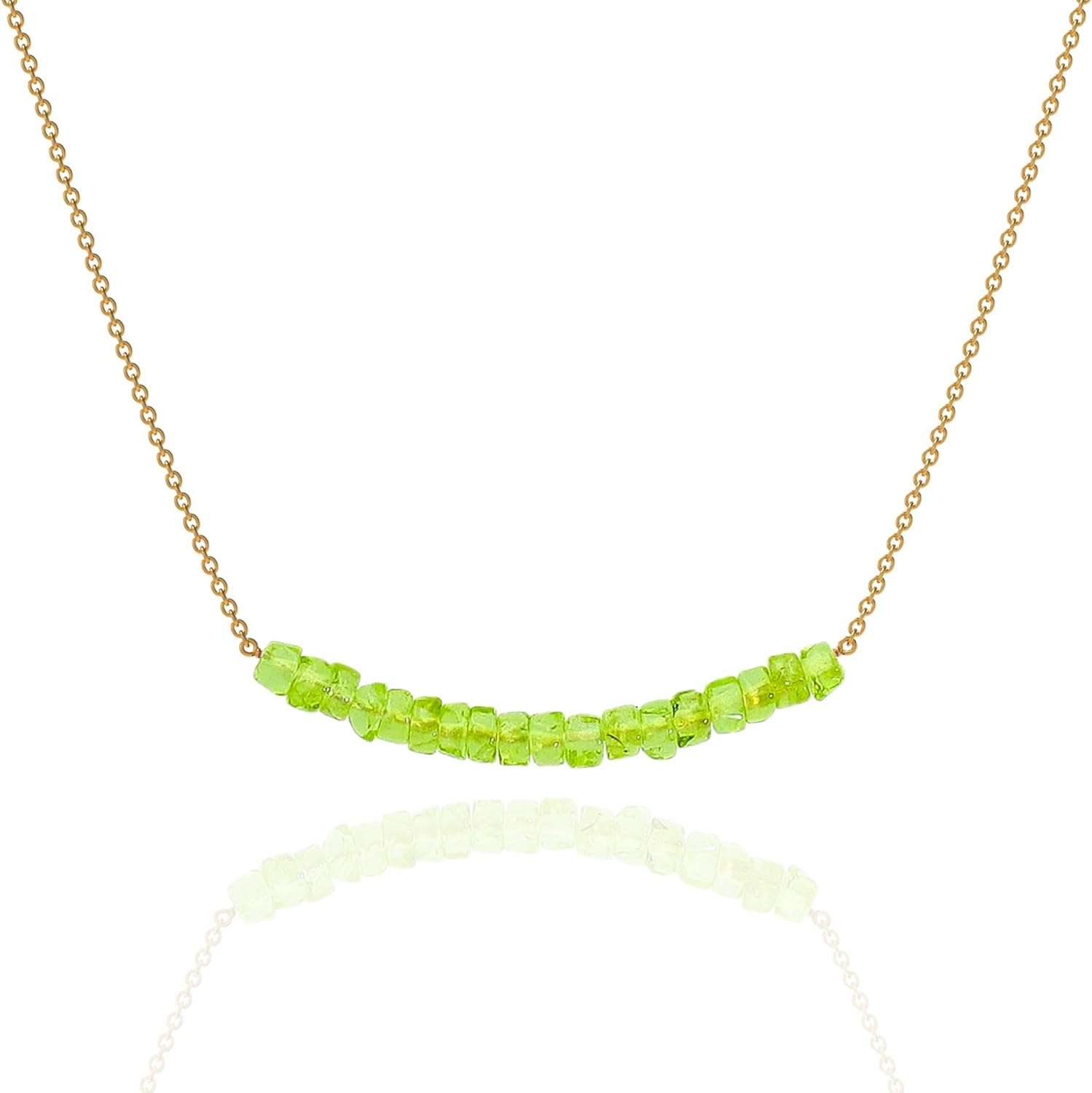 18K Gold Vermeil Beaded Natural Birthstone Bar Necklace