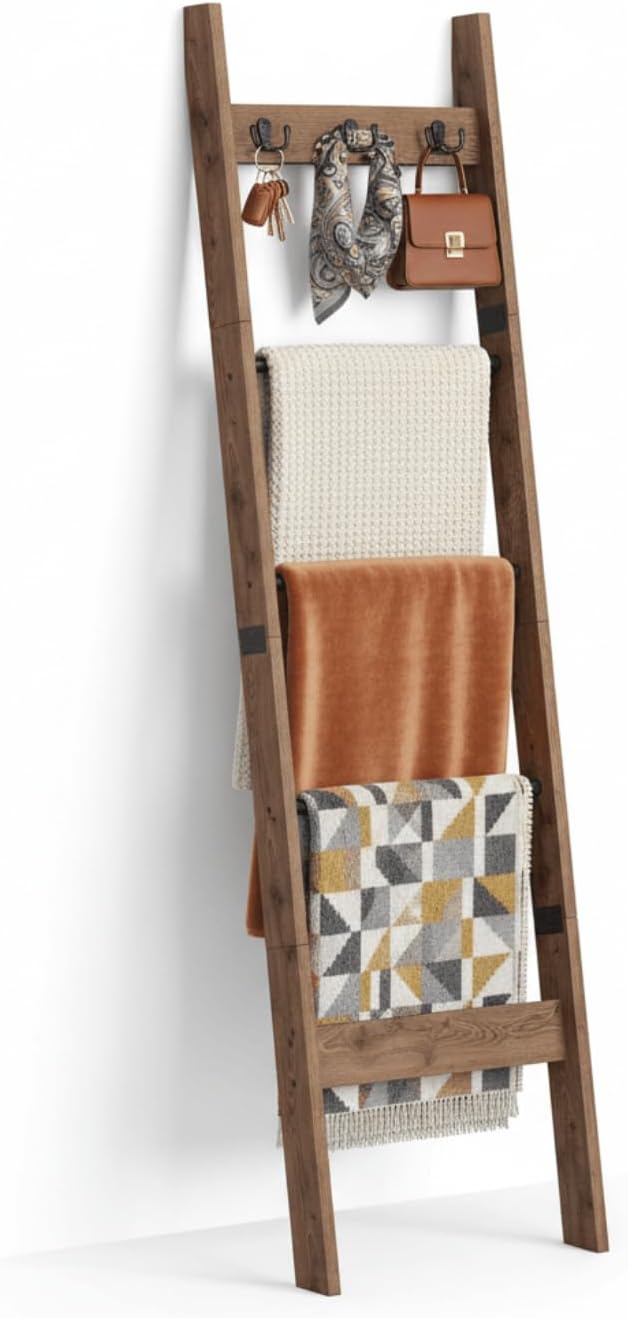 5ft Blanket Ladder for Living Room - Stylish Quilt Rack Design