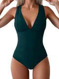 One Piece Swimsuit for Women Tummy Control Plunge V Neck - Wide Straps