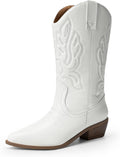 DREAM PAIRS Women's Cowboy Boots Mid Calf Cowgirl Boots - Classic look