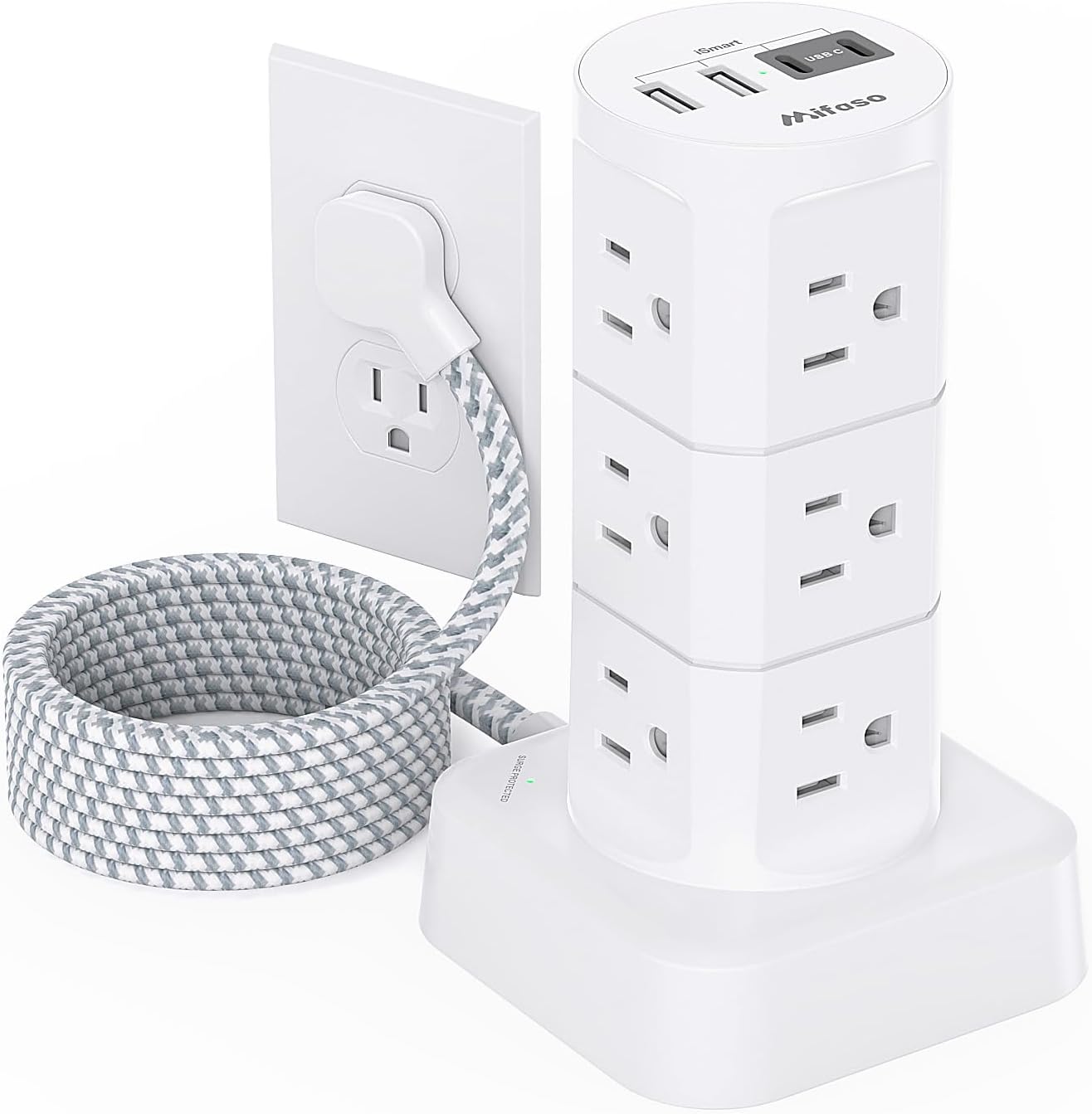 12-Outlet Power Strip with Surge Protection & USB Ports