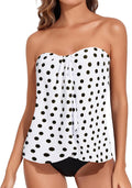 Tempt Me Tankini for Women - White Polka Dot Flyaway Tummy Control