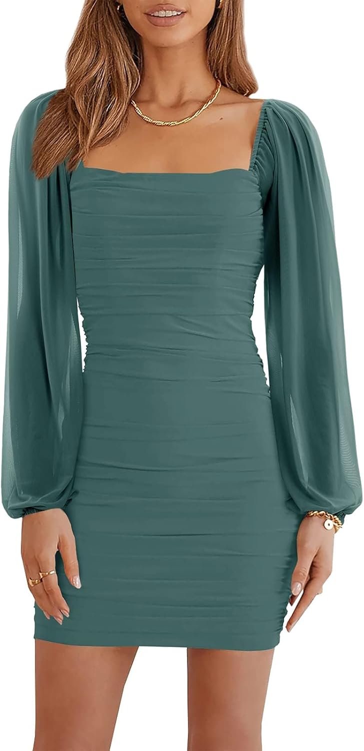 Ofenbuy Women's Mesh Long Sleeve Dress for Any Occasion