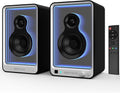 BESTISAN 80W Powered Bookshelf Speakers with Light Effects - Clear