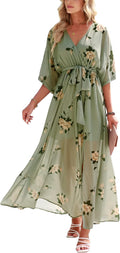 Womens Summer Boho Wrap V Neck Maxi Dress - Plus Sizes S-XXL